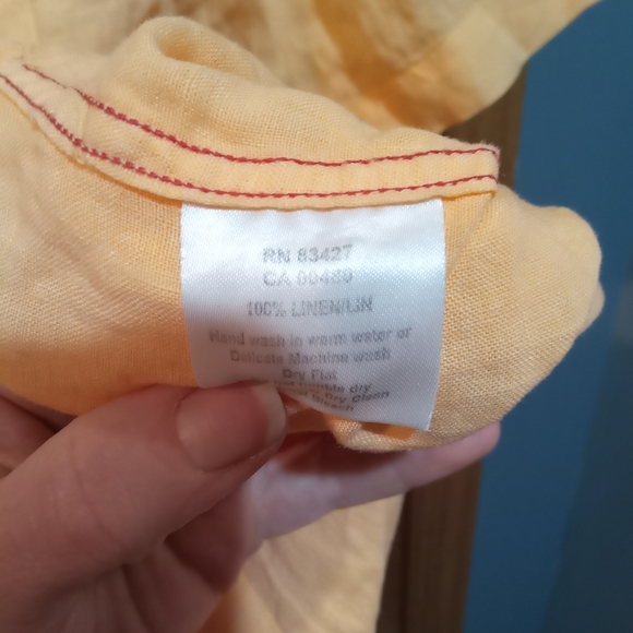 Island Trends 100% linen orange short sleeve button up shirt size XXL - Picture 5 of 5